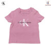 t-shirt per bambini primi mesi di Calvin Klein in jersey rosa cipria maniche corte