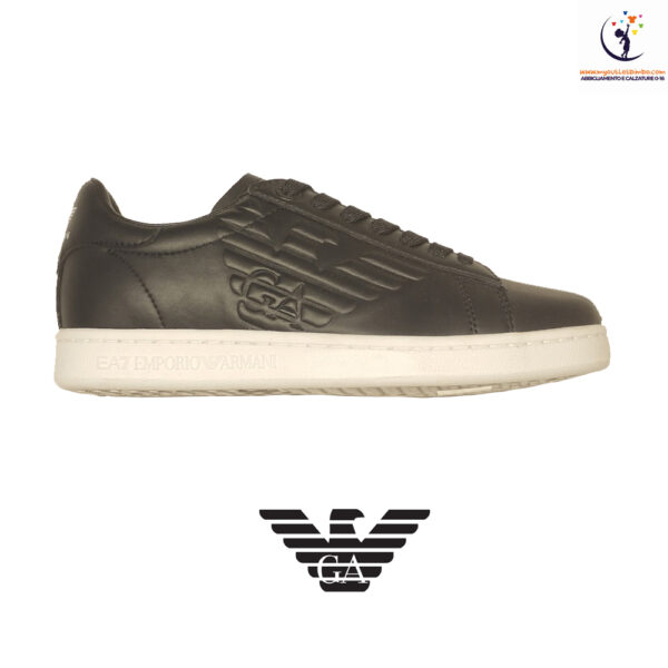 scarpe sneakers Emporio Armani in vera pelle nera