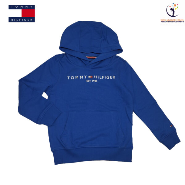 felpa da bambino tommy hilfigher con cappuccio KS0KS00205 azzurro